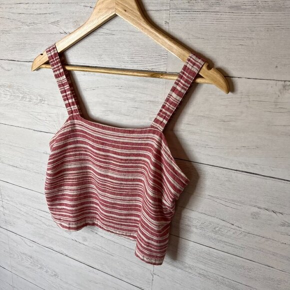 BP Top Womens Size XS Dark Pink & White Striped Linen Blend Tank Summer Flirty - Picture 5 of 12